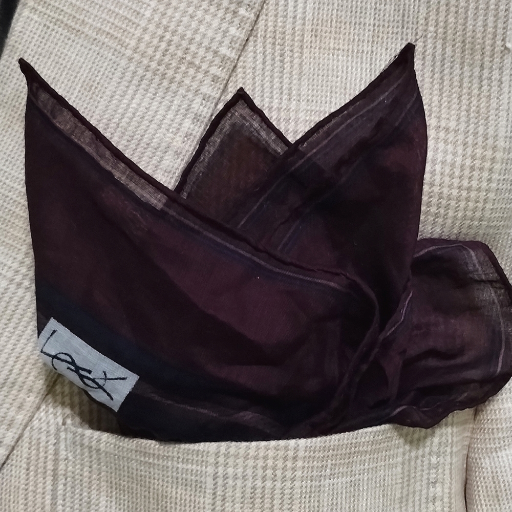 YSL Men's large Pocket square Color Brown.